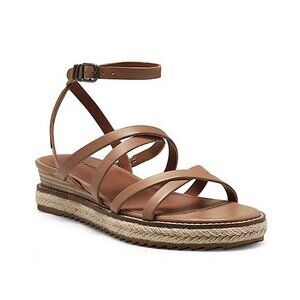 Lucky‎ Brand Nemelli Cortado Natural Leather/Jute Wedge Sandals Sz 7.5 M Leather